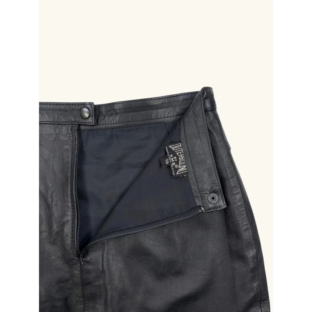 Outerbound by HMS Vintage Black Leather Mini Skirt High Waisted Size 7/8